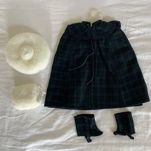 Pleasant Company American Girl Samantha Plaid Cape Gaiters Hat & Muff